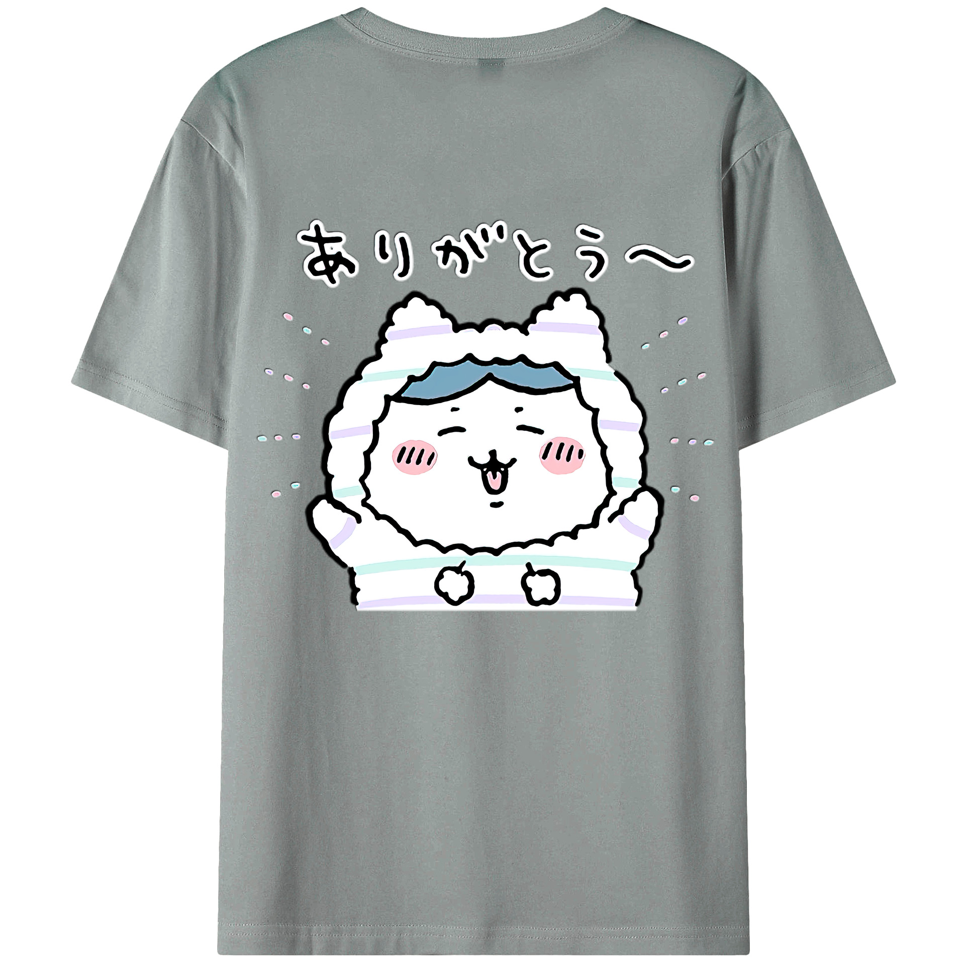 （画像用） ちいかわ ハチワレ Chii-kawa hachiware 綿100％ メンズ半袖Tシャツ（バックプリント） 通気性